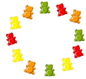 12 gummy bears in a circle 